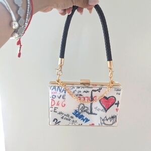 DG Graffiti Print ❤️ Dustbag Upcycled Novelty Clutch